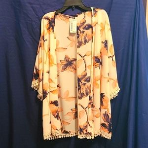 Floral open cardigan